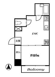 成子坂ハイツ 1DKの間取図画像