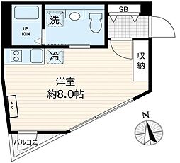 トリエール恵比寿 ワンルームの間取図画像