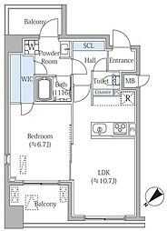 グランジット月島東京ベイ 1LDKの間取図画像