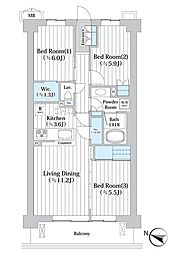 アビティグランデ砧 3LDKの間取図画像