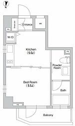 PRIMEURBAN三軒茶屋 1DKの間取図画像