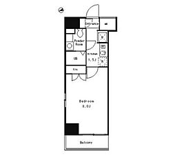 パークキューブ武蔵小杉 1Kの間取図画像