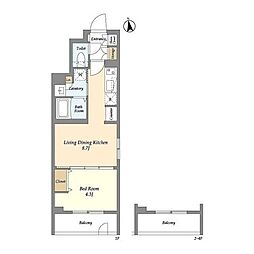 ルネサンスコート奥沢 1LDKの間取図画像