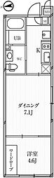 ルクレ高田馬場 2Kの間取図画像