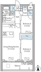 モクシオンプレミアム四谷大京町 2LDKの間取図画像