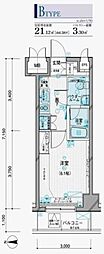 メインステージ錦糸町 1Kの間取図画像