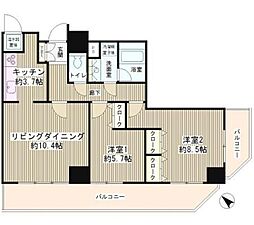 トレステージ目黒 2LDKの間取図画像