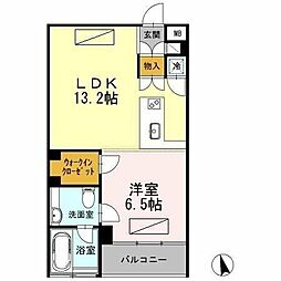 カスタリア目黒長者丸 1LDKの間取図画像