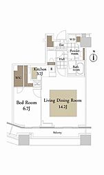コンシェリア西新宿タワーズウエスト 1LDKの間取図画像