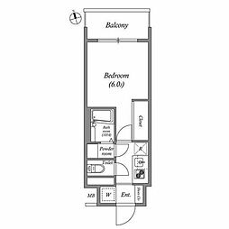 ディームス品川南大井 1Kの間取図画像