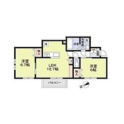 アエルビーレ 2LDKの間取図画像