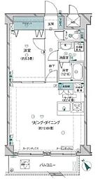 パレ・ソレイユ世田谷弐丁目 1LDKの間取図画像