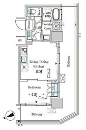 パークアクシス大塚ステーションゲートタワー 1LDKの間取図画像