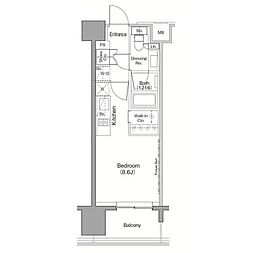 ザ・パークハビオ目黒 ワンルームの間取図画像