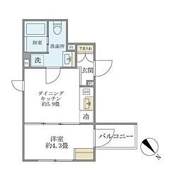 エクサム赤坂 1DKの間取図画像