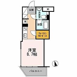 カスタリア目黒長者丸 ワンルームの間取図画像