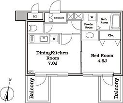 レジディア西新宿2 1DKの間取図画像