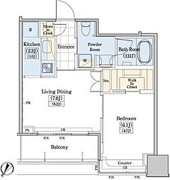 レジディアタワー上池袋タワーサイド 1LDKの間取図画像