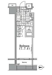 ザ・パークハビオ蔵前 1Kの間取図画像