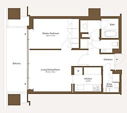 虎ノ門ヒルズレジデンシャルタワー 1LDKの間取図画像