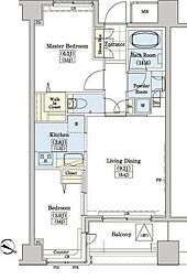 レジディアタワー上池袋タワーサイド 2LDKの間取図画像