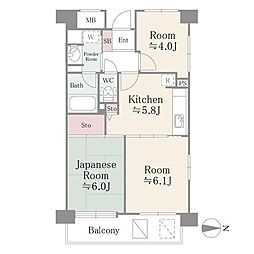 フレスコ川崎 3Kの間取図画像