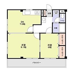 ビレッジヒル上大崎 2DKの間取図画像