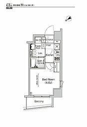 プラウドフラット門前仲町4 1Kの間取図画像