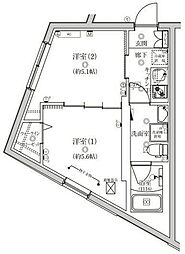 ベルシードステアー武蔵小山 2Kの間取図画像