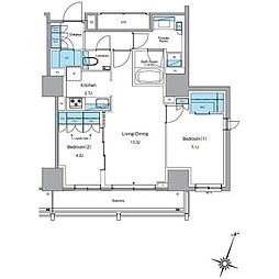 ルフォンプログレ渋谷ヒルトップ 2LDKの間取図画像