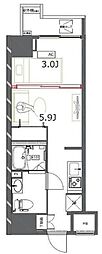 ジェノヴィア東神田グリーンヴェール 1DKの間取図画像