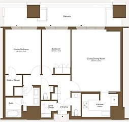 麻布台ヒルズレジデンスB 2LDKの間取図画像