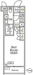 アジールコート方南町テラス 1Kの間取図画像