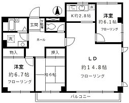 メゾンガーデニア 3LDKの間取図画像
