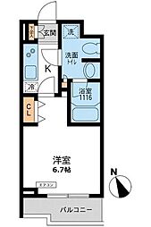パシフィックコート目黒南 1Kの間取図画像