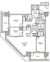 自由が丘ミューズスクエア ザ レジデンス 3LDKの間取図画像