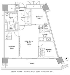 自由が丘ミューズスクエア ザ レジデンス 3LDKの間取図画像