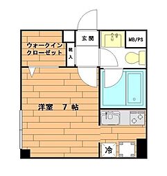 プレステージ駒場 1Kの間取図画像