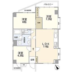 プレステージ白鷺 3LDKの間取図画像