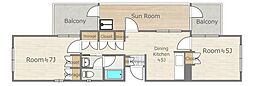 マノワール小滝園 2DKの間取図画像