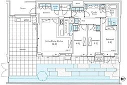 三田ガーデンヒルズE棟 3LDKの間取図画像