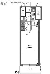 グランドメゾン新宿東 1Kの間取図画像