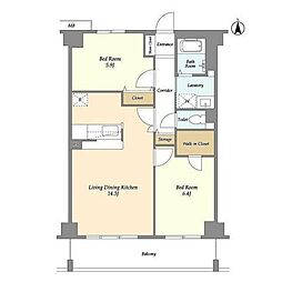 ソサエティ柿の木坂ANNEX 2LDKの間取図画像