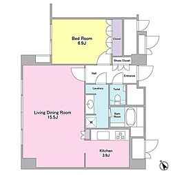 ランテンヌ四谷 1LDKの間取図画像
