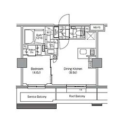 ザ・パークハビオ新宿 1DKの間取図画像