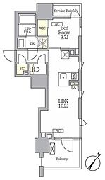 テラス神田猿楽町 1LDKの間取図画像