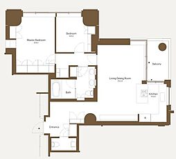 六本木ヒルズレジデンスA棟 2LDKの間取図画像
