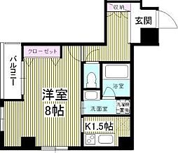 ライツェント石島 1Kの間取図画像