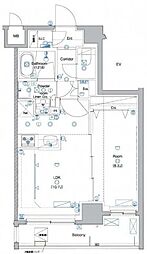 アンベリール亀戸パーク 1LDKの間取図画像