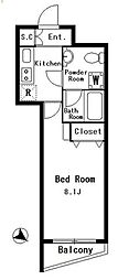 フェニシア三軒茶屋 1Kの間取図画像